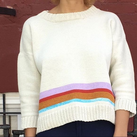Smythe Ivory Sweater with Vibrant Stripes - Picture 3 of 14
